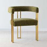 Mia 24" Modern Gold Chenille Dining Chair with Arms (Set of 6)