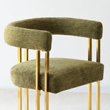 Mia 24" Modern Gold Chenille Dining Chair with Arms (Set of 4)