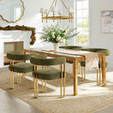 Mia 24" Modern Gold Chenille Dining Chair with Arms (Set of 2)