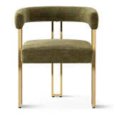 Mia 24" Modern Gold Chenille Dining Chair with Arms (Set of 2)