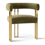 Mia 24" Modern Gold Chenille Dining Chair with Arms (Set of 4)