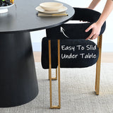 Mia 24" Modern Gold Chenille Dining Chair with Arms (Set of 4)