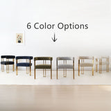 Mia 24" Modern Gold Chenille Dining Chair with Arms (Set of 2)