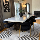 Mia 24" Modern Gold Chenille Dining Chair with Arms (Set of 4)