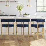 Mia 24" Modern Gold Chenille Counter Stool with Arms (1-piece)