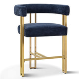 Mia 24" Modern Gold Chenille Counter Stool with Arms (1-piece)