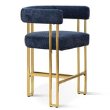 Mia 24" Modern Gold Chenille Counter Stool with Arms (1-piece)