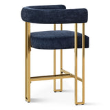Mia 24" Modern Gold Chenille Counter Stool with Arms (1-piece)