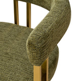 Mia 24" Modern Gold Chenille Counter Stool with Arms (Set of 3)