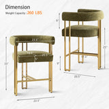 Mia 24" Modern Gold Chenille Counter Stool with Arms (1-piece)