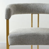 Mia 24" Modern Gold Chenille Counter Stool with Arms (Set of 3)