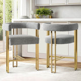 Mia 24" Modern Gold Chenille Counter Stool with Arms (1-piece)