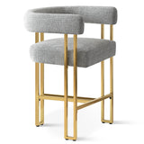 Mia 24" Modern Gold Chenille Counter Stool with Arms (1-piece)
