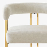 Mia 24" Modern Gold Chenille Counter Stool with Arms (Set of 3)