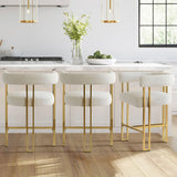 Mia 24" Modern Gold Chenille Counter Stool with Arms (1-piece)