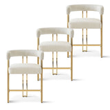 Mia 24" Modern Gold Chenille Counter Stool with Arms (Set of 3)