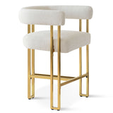 Mia 24" Modern Gold Chenille Counter Stool with Arms (1-piece)