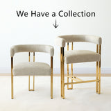 Mia 24" Modern Gold Chenille Counter Stool with Arms (1-piece)