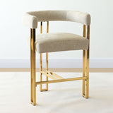 Mia 24" Modern Gold Chenille Counter Stool with Arms (1-piece)