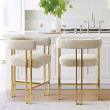 Mia 24" Modern Gold Chenille Counter Stool with Arms (1-piece)