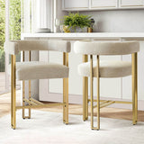 Mia 24" Modern Gold Chenille Counter Stool with Arms (1-piece)