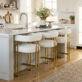 Mia 24" Modern Gold Chenille Counter Stool with Arms (1-piece)