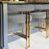 Mia 24" Modern Gold Chenille Counter Stool with Arms (1-piece)