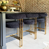 Mia 24" Modern Gold Chenille Counter Stool with Arms (Set of 2)