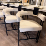 Mia 24" Modern Velvet Counter Stool with Arms (Set of 3)