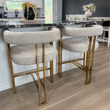 Mia 24" Modern Gold Chenille Counter Stool with Arms (1-piece)
