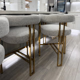 Mia 24" Modern Gold Chenille Counter Stool with Arms (Set of 2)