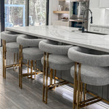 Mia 24" Modern Gold Chenille Counter Stool with Arms (Set of 2)