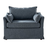 Miles Slipcovered Armchair with Large Ottoman