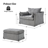 Miles Slipcovered Armchair with Large Ottoman
