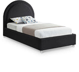 Milo Boucle Upholstered Bed with Elegant Rounded Headboard and Modern Acrylic Legs for Sophisticated Style