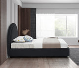 Milo Boucle Upholstered Bed with Elegant Rounded Headboard and Modern Acrylic Legs for Sophisticated Style