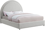 Milo Boucle Upholstered Bed with Elegant Rounded Headboard and Modern Acrylic Legs for Sophisticated Style
