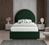 Milo Boucle Upholstered Bed with Elegant Rounded Headboard and Modern Acrylic Legs for Sophisticated Style