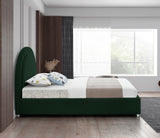 Milo Boucle Upholstered Bed with Elegant Rounded Headboard and Modern Acrylic Legs for Sophisticated Style