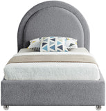 Milo Boucle Upholstered Bed with Elegant Rounded Headboard and Modern Acrylic Legs for Sophisticated Style