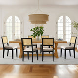 Monica Rattan Solid Wood Upholstered Dining Chair (Set of 2)