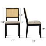Monica Rattan Solid Wood Upholstered Dining Chair (Set of 6)