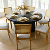 Monica Rattan Solid Wood Upholstered Dining Chair (Set of 2)