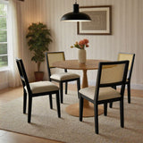 Monica Rattan Solid Wood Upholstered Dining Chair (Set of 6)