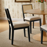 Monica Rattan Solid Wood Upholstered Dining Chair (Set of 6)