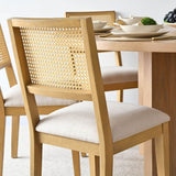 Monica Rattan Solid Wood Upholstered Dining Chair (Set of 6)