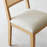 Monica Rattan Solid Wood Upholstered Dining Chair (Set of 2)