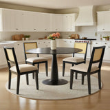 Monica Rattan Solid Wood Upholstered Dining Chair (Set of 6)