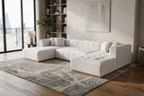 Montecito Ivory Velvet Double Chaise "U" Shape Sectional Sofa