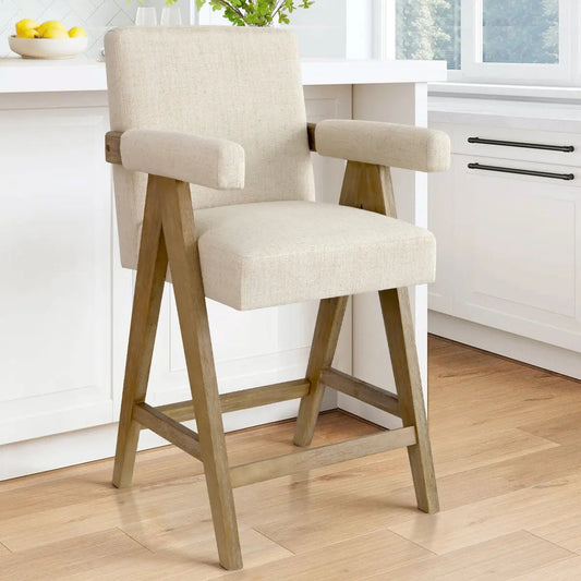 Morgan Upholstered Counter Stool with Arms (1-Piece)